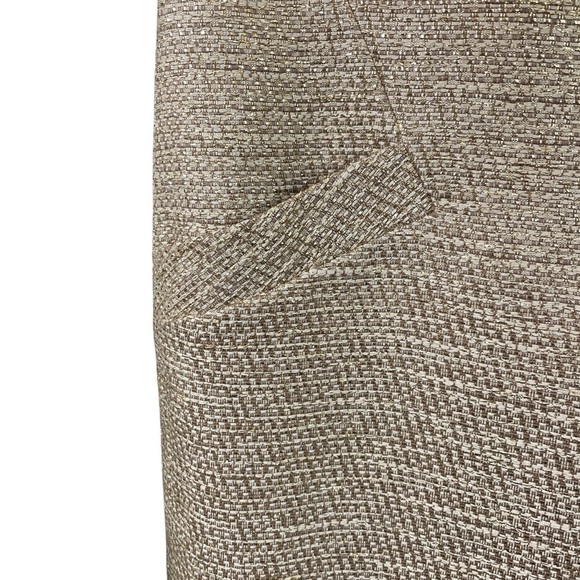 Michael Kors Italy Tweed Silk Metallic Blend Cocktail Dress Gold Beige Size 6 - Picture 5 of 10